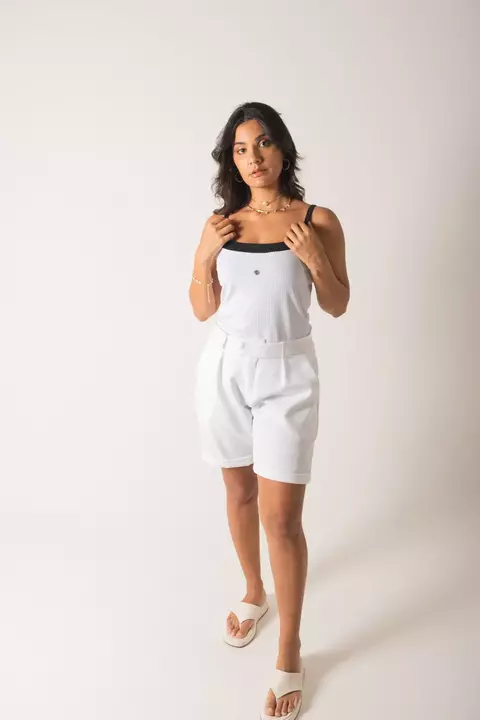 Regata Basic Viés Duo Branco e Preto