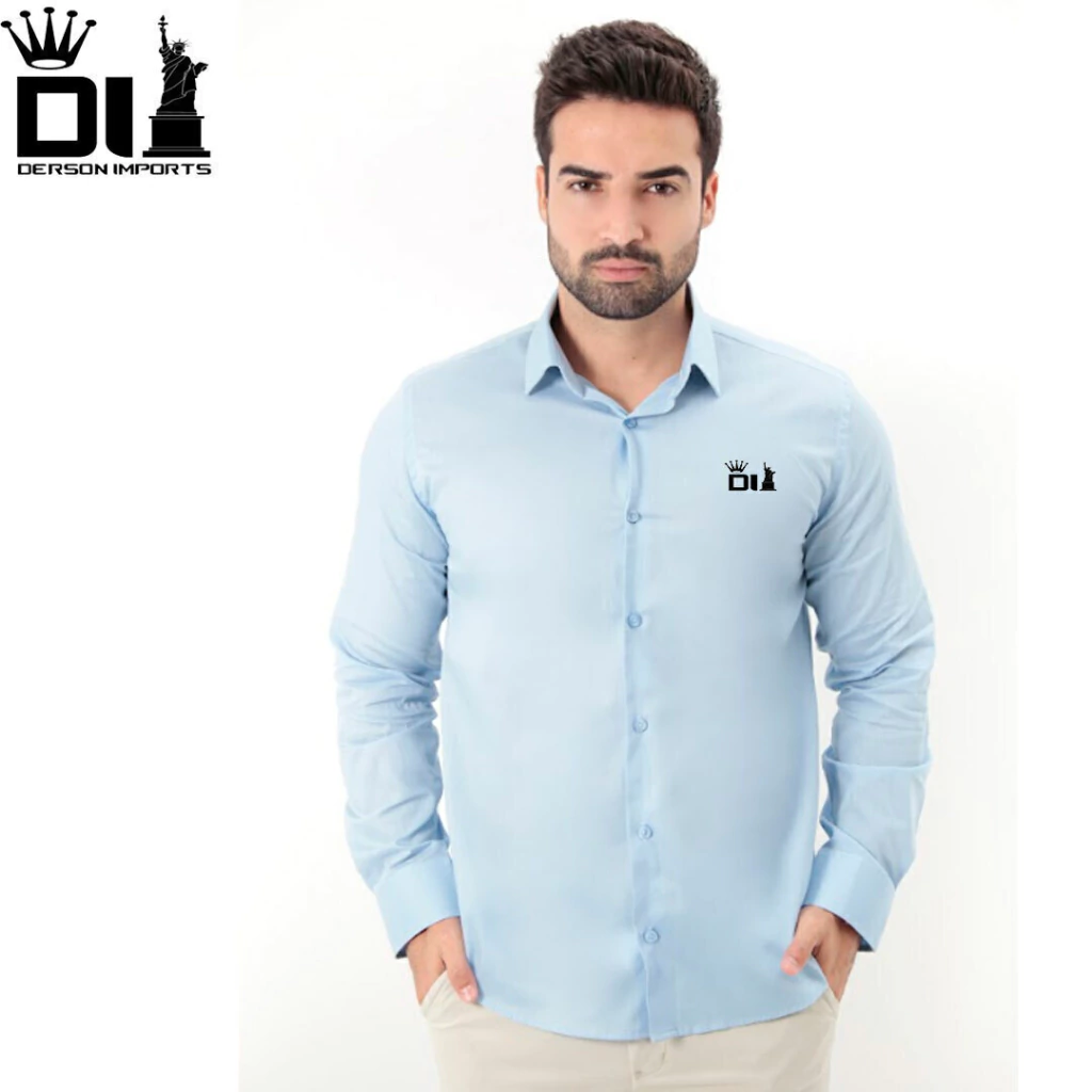 camisa social azul claro