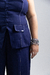 Conjunto Azul com Blusa de Alça Removível e Calça Reta na internet