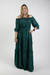 Vestido Bárbara Longo Verde Ombro a Ombro com Manga Longa