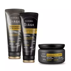 Kit Regeneração Pós Química Shampoo 250mL, Condicionador 200mL e Máscara 250g Siage Eudora