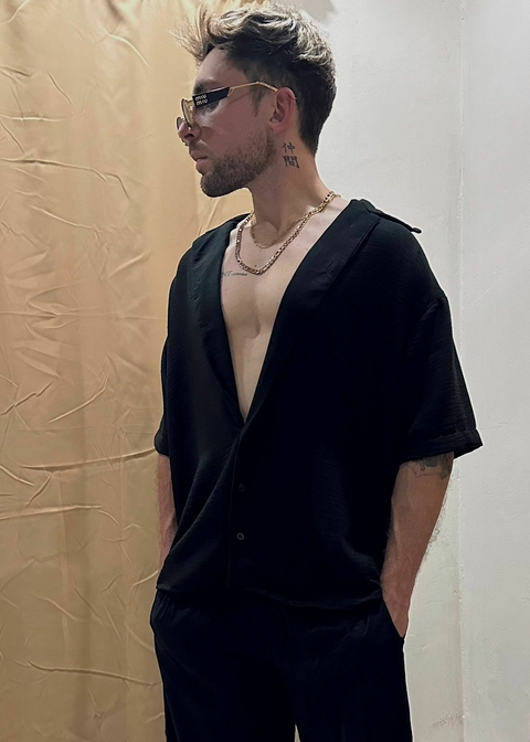 CAMISA OVER LINO BLACK