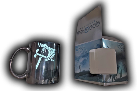 Taza espejo dorada God of War LOGOTIPOS REFLECTIVOS PERSONALIZABLE CAJA ESPEJO NOOBPRO