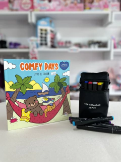 Kit livro de colorir e canetas touch