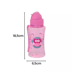 Squeeze Garrafinha Canudo Silicone coruja lilais Infantil 400 Ml