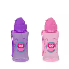 Squeeze Garrafinha Canudo Silicone coruja lilais Infantil 400 Ml - Brink Bem Variedades