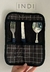 Kit Asado Cuadriculado Negro - Indi - Creaciones Textiles