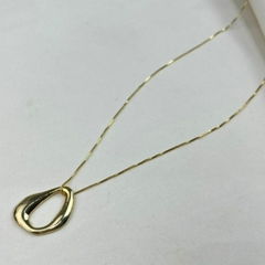 colar com pingente orgânico banho ouro 18k