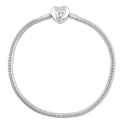 Pulseira Berloque Fecho Coração Inox