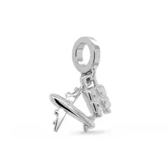 Berloque Viagem Avião com Mala Inox