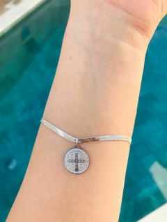 Pulseira Fita com Medalhão de São Bento