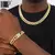 Colar de strass pavimentado Hip Hop gelado para homens, corrente cubana Miami Cu na internet