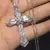 Pingente de cruz cristã de zircônia de cristal de gelo brilhante para homens e