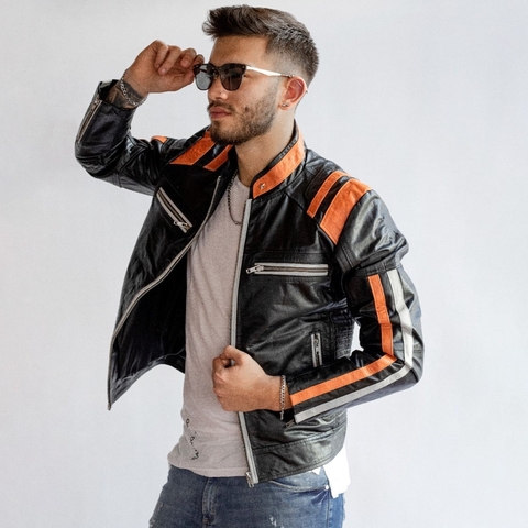 Campera de Cuero Harley Naranja