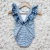 Traje de baño flores y rayas - azul y blanco en internet