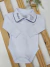 Body Branco Camisa Bebê Azul Jeans Bordado Nossa Senhora com Nome Personalizado | Mariela Baby - Mariela Baby