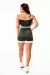 Feminino Short Verde Militar com Branco Cintura Alta e Cropped Alcinha Academia Conjunto Fitness | REF: CSV16 - comprar online