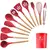 Kit vermelho 12 Conjunto Utensilios Silicone Colher Vermelho