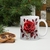 Taza Blanca de 11 oz con estampado de una Rosa Roja y Flores Blancas