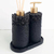 Essenza Volcano Lavatory Kit featuring two sleek black containers with gold accents, designed for a modern bathroom aesthetic.