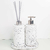 Kit lavabo Milão composto por dois recipientes brancos com detalhes em preto e uma bandeja, ideal para decoração de banheiros.