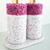 Conjunto de kit lavabo Malaya com dois recipientes brancos decorados com cristais rosa e base oval.