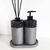 Kit lavabo Tóquio com dispenser e difusor em tons de cinza e preto, ideal para decoração moderna.