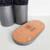 Kit lavabo Tóquio com dois recipientes cinzas e suporte de cortiça, ideal para ambientes modernos