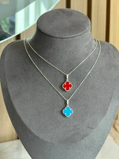 Colar trevo prata 925 - Vermelho - comprar online