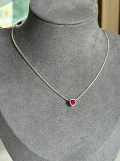 Colar coração prata 925 - Vermelho na internet