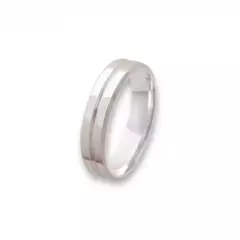 Par de aliança prata 4,5mm friso/pedra - comprar online