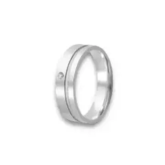 Par de aliança prata 4mm quadrada com pedra