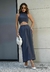 Conjunto Cropped + Saia Maxi Midi Alfaiataria Cinza