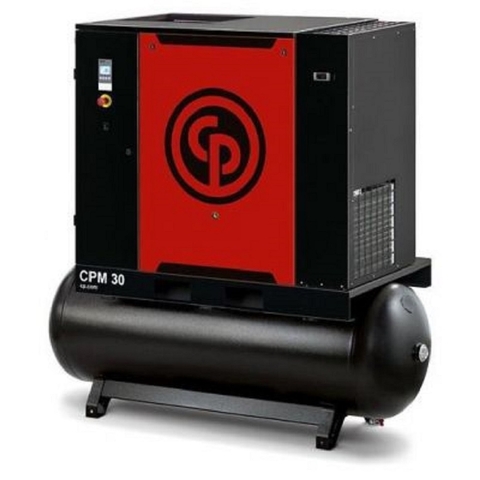 Compressor de ar a parafuso CPM 20 T Chicago - 20cv 7,4/9,1/10,8 Bar Com Reservatório CPM20T - Chicago Pneumatic