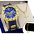 Relógio Masculino Kit Banhado a Ouro Original + Colar com Cruz + Pulseira Presente Masculino