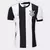 Camisa masculina do Corinthians III 24/25 da Nike, em branco e preto, com listras verticais e logotipo do clube.