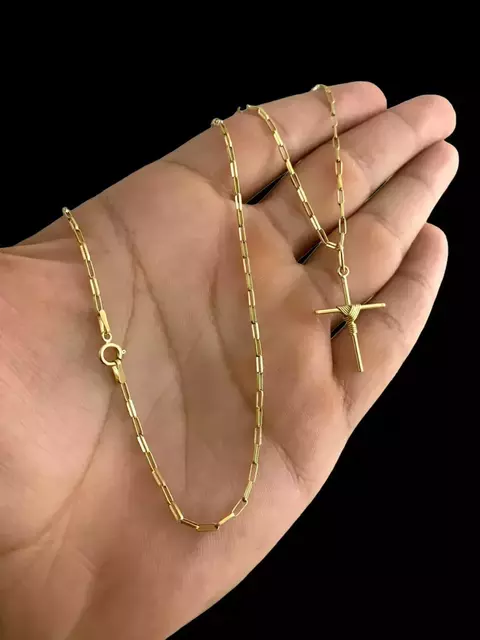 CORDÃO + PINGENTE DE OURO CARTIER CADEADO ALONGADA 60cm 3.75g