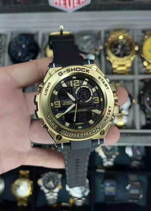 G-SHOCK STEEL ''METAL'' PRETO CAIXA DOURADA - A PROVA DÁGUA 10ATM