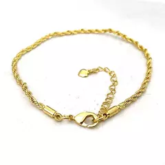 Pulseira Cordão Baiano 2mm Feminina com Extensor Banhada à Ouro