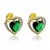 Brinco Coração Cravejado e Zircônia Verde Esmeralda Banhado à Ouro 18k