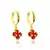 Brinco Argolinha Click Pingente Trevo Cristal Vermelho Banhado à Ouro 18k