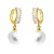 Brinco Argolinha Cravejada Zircônia Baguete Pingente Pérola Banhado à Ouro 18k - comprar online