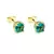 Brinco Ponto de Luz Redondo Zircônia 6mm Verde Turmalina Caixaria Pavé Banhado à Ouro