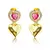 Brinco Coração Zircônia Rosa e Coração Liso 25mm Banhado à Ouro - comprar online