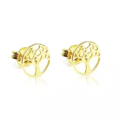 Brinco Árvore da Vida Liso 10mm Banhado à Ouro