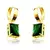 Brinco Argola Click Pingente Zircônia Baguete Verde Esmeralda Banhado à Ouro 18k