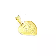 Pingente Coração Pet Gato Banhado à Ouro 18k