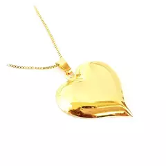 Colar Veneziana com Pingente Coração Liso Banhado à Ouro 18k