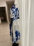 Vestido blanco con cinturón, estampado azul plantas - Domenica Vive Bonita