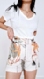 Short viscolinho folhagens Tamanho 36/38